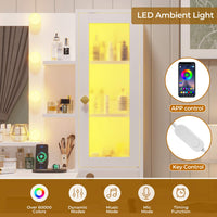 Sikaic Makeup Vanity LED Makeup Vanity with Dresser Charging Station Mirror Drawers & Shelves White