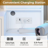 Sikaic Makeup Vanity LED Makeup Vanity with Dresser Charging Station Mirror Drawers & Shelves White