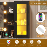 Sikaic Makeup Vanity LED Makeup Vanity with Dresser Charging Station Mirror Drawers & Shelves Black