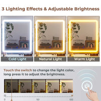 Sikaic Makeup Vanity LED Makeup Vanity with Charging Station & 3-Layer Jewelry Box Sliding Mirror & 5 Drawers & Shelves White