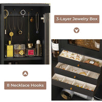 Sikaic Makeup Vanity LED Makeup Vanity with Charging Station & 3-Layer Jewelry Box Sliding Mirror & 5 Drawers & Shelves Black