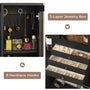 Sikaic Makeup Vanity LED Makeup Vanity with Charging Station & 3-Layer Jewelry Box Sliding Mirror & 5 Drawers & Shelves Black