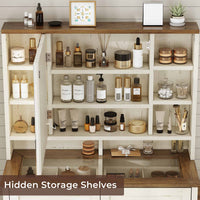 Sikaic Makeup Vanity LED Mirror Glass Top Vanity Desk with Dresser & Charging Station Drawers & Shelves White