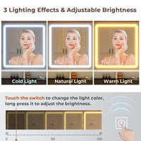 Sikaic Makeup Vanity LED Mirror Glass Top Vanity Desk with Dresser & Charging Station Drawers & Shelves White