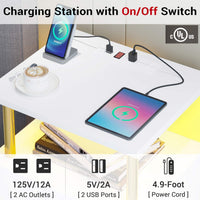 Sikaic Nightstand LED 2 Drawers Nightstand with Charging Station Open Storage 2 USB Ports 2 Outlets White