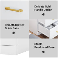 Sikaic Nightstand LED 2 Drawers Nightstand with Charging Station Open Storage 2 USB Ports 2 Outlets White