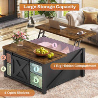 Sikaic Coffee Table 31.5" Lift Top Coffee Table with Storage Square Table Living Room Farmhouse with Large Hidden Storage Compartment and Adjustable Shelves Black