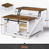 Sikaic Coffee Table 31.5" Lift Top Coffee Table with Storage Square Table Living Room Farmhouse with Large Hidden Storage Compartment and Adjustable Shelves White