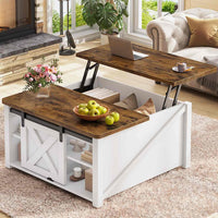 Sikaic Coffee Table 31.5" Lift Top Coffee Table with Storage Square Table Living Room Farmhouse with Large Hidden Storage Compartment and Adjustable Shelves White
