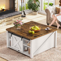 Sikaic Coffee Table 31.5" Lift Top Coffee Table with Storage Square Table Living Room Large Hidden Storage Compartment and Adjustable Shelves White