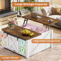 Sikaic Coffee Table 31.5" Lift Top Coffee Table with Storage Square Table Living Room Large Hidden Storage Compartment and Adjustable Shelves White