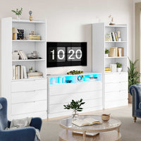 Sikaic Storage Cabinet 73 Inches Versatile Tall Cabinet with 3 Drawers and 3-Tier Open Shelves White