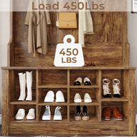 Sikaic Hall Tree Hall Tree with Storage 3-in-1 Entryway Bench Embossed Brown