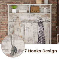 Sikaic Hall Tree Hall Tree with Storage 3-in-1 Entryway Bench Embossed Vintage White