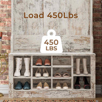 Sikaic Hall Tree Hall Tree with Storage 3-in-1 Entryway Bench Embossed Vintage White