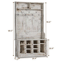 Sikaic Hall Tree Hall Tree with Storage 3-in-1 Entryway Bench Embossed Vintage White