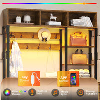 Sikaic Hall Tree Hall Tree with Bench and Shoe Storage Rustic Brown