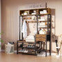 Sikaic Hall Tree Hall Tree with Bench and Shoe Storage Rustic Brown