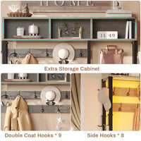 Sikaic Hall Tree Hall Tree with Bench and Shoe Storage Oak Grey