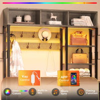 Sikaic Hall Tree Hall Tree with Bench and Shoe Storage Oak Grey