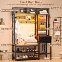 Sikaic Hall Tree Hall Tree with Bench and Shoe Storage Oak Grey