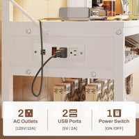 Sikaic Bakers Rack LED Bakers Rack with Power Outlet Storage White