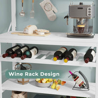 Sikaic Bakers Rack LED Bakers Rack with Power Outlet Storage White