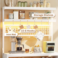 Sikaic Bakers Rack LED Bakers Rack with Power Outlet Storage White