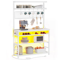 Sikaic Bakers Rack LED Bakers Rack with Power Outlet Storage White
