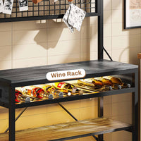 Sikaic Bakers Rack LED Bakers Rack with Power Outlet Storage Grey
