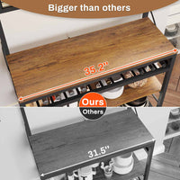 Sikaic Bakers Rack LED Bakers Rack with Power Outlet Storage Brown