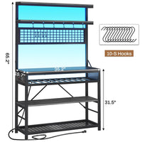 Sikaic Bakers Rack LED Bakers Rack with Power Outlet Storage Grey