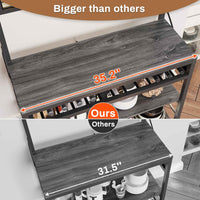 Sikaic Bakers Rack LED Bakers Rack with Power Outlet Storage Grey