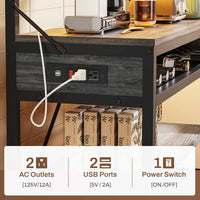 Sikaic Bakers Rack LED Bakers Rack with Power Outlet Storage Grey