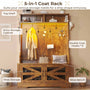 Sikaic Hall Tree 5-in-1 Hall Tree with Bench and Shoe Storage Rustic Brown