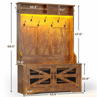 Sikaic Hall Tree 5-in-1 Hall Tree with Bench and Shoe Storage Rustic Brown