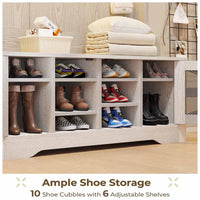 Sikaic Hall Tree Hall Tree with Bench and Shoe Storage Embossed White