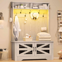 Sikaic Hall Tree Hall Tree with Bench and Shoe Storage Embossed White