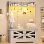 Sikaic Hall Tree Hall Tree with Bench and Shoe Storage Embossed White