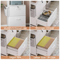 Sikaic File Cabinet 2 Drawer File Cabinet with Lock Adjustable Storage Shelf White
