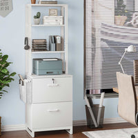 Sikaic File Cabinet 2 Drawer File Cabinet with Lock Adjustable Storage Shelf White