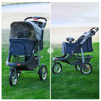 Sikaic Pet Stroller Pet Stroller Folding Traveling Cart with Storage Basket Blue Grey