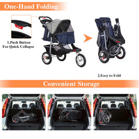 Sikaic Pet Stroller Pet Stroller Folding Traveling Cart with Storage Basket Blue Grey