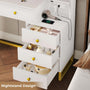Sikaic Makeup Vanity LED Makeup Vanity With Outlet Nightstand Drawers White & Gold