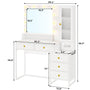 Sikaic Makeup Vanity LED Makeup Vanity With Outlet Nightstand Drawers White