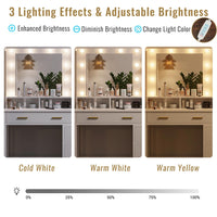 Sikaic Makeup Vanity Makeup Vanity with Lights Charging Station Mirror Drawers White