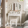 Sikaic Makeup Vanity Makeup Vanity with Lighted Mirror Stool Drawers White