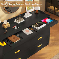 Sikaic Dresser LED Dresser with 6 Drawers & 2 Pull-Out Tray Black