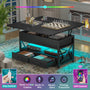 Sikaic Coffee Table 40" Inches Lift Top 4 in 1 LED Coffee Table with 2 Drawers Storage Black