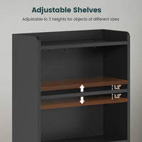 Sikaic Nightstand LED Tall Nightstand with Charging Station 3 Drawers And Bookshelf Black